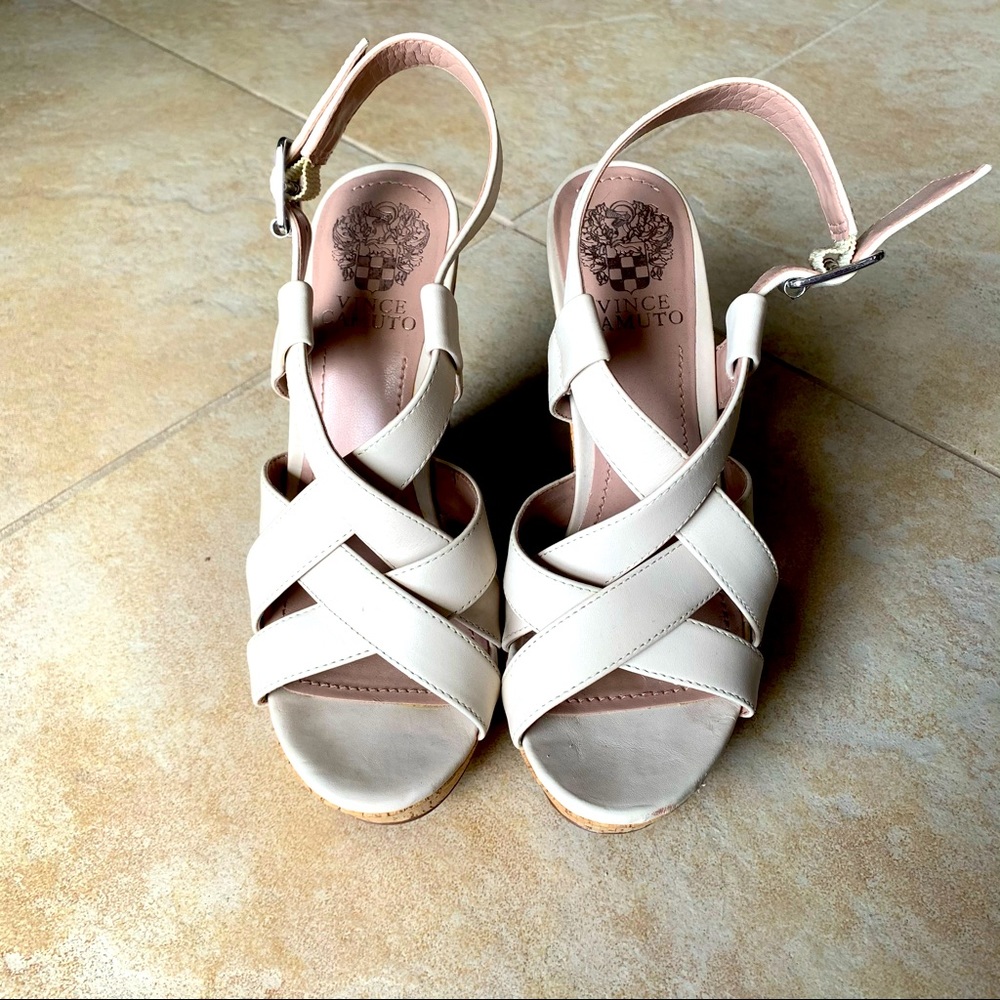 Vince Camuto cream sandals/wedges